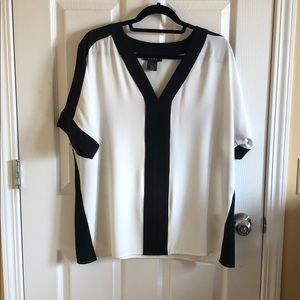 COPY - DKNY Black and White Drop Sleeve Top